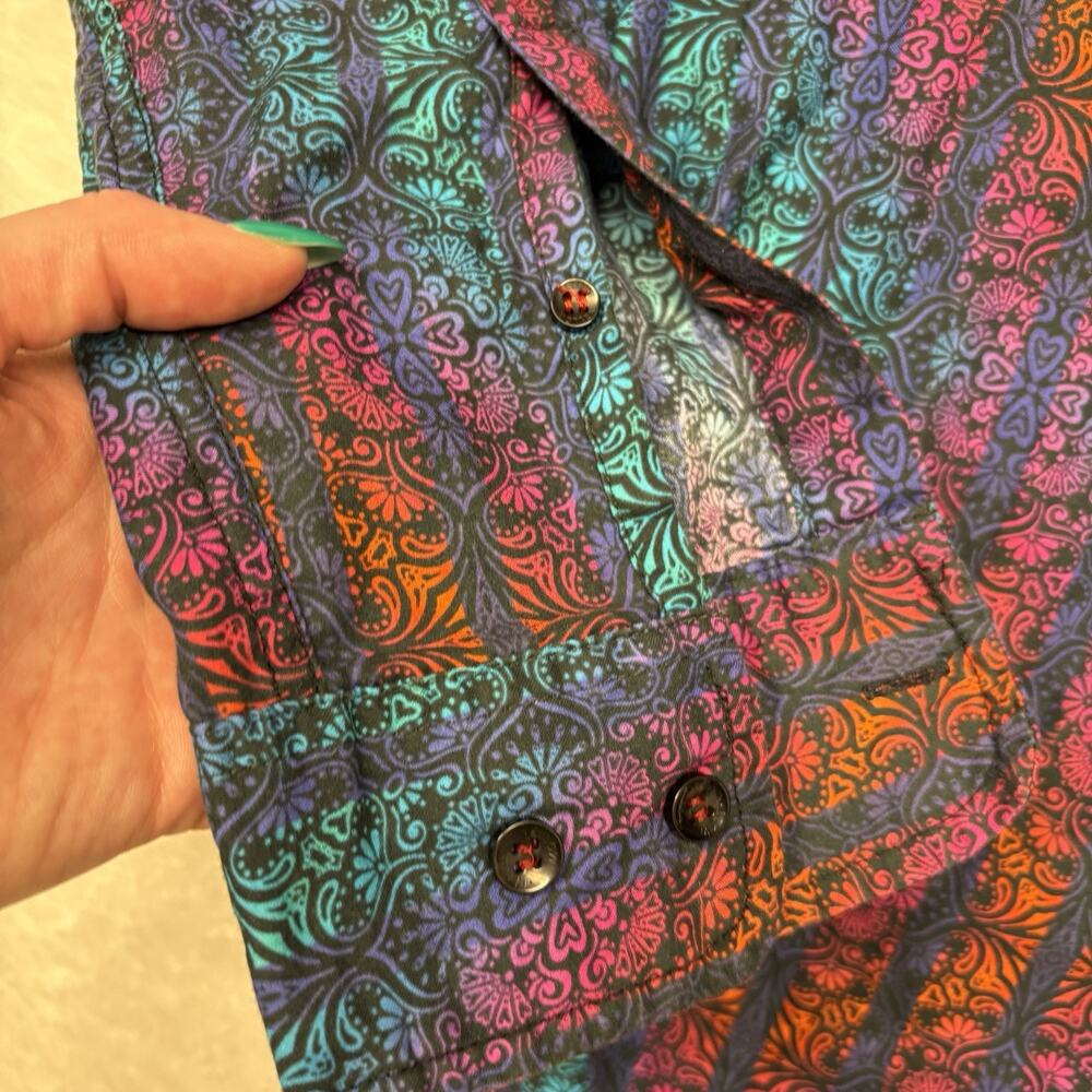 YELLOW Clothing Bangladesh multicolored floral striped long sleeve button down M - Picture 5 of 12